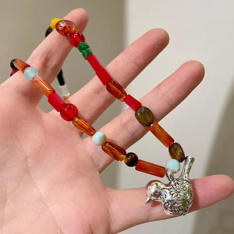 Collana fatta a mano con cristalli di giada colorati, regalo di Natale per donna, regalo di compleanno