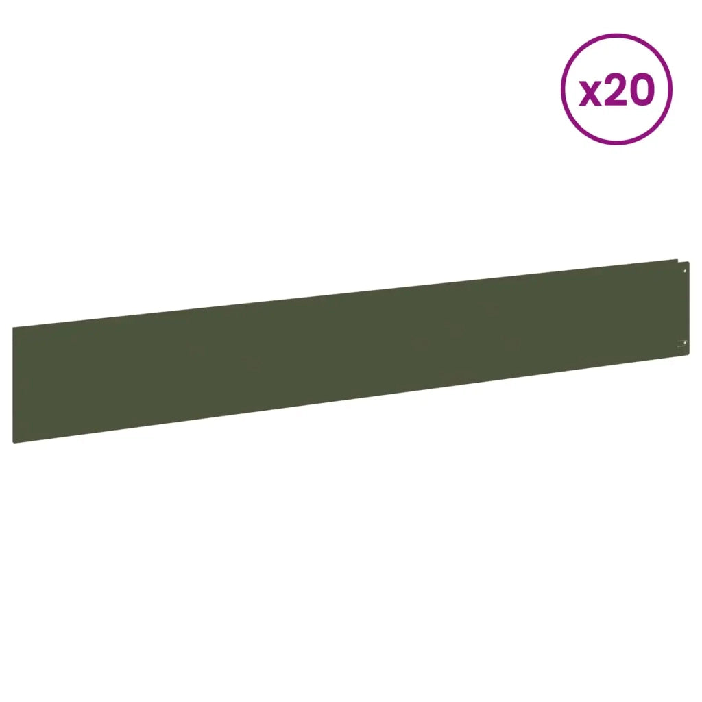 Bordura per Prato 20 pcs 100 x 15 cm Acciaio Verde Oliva 8008822