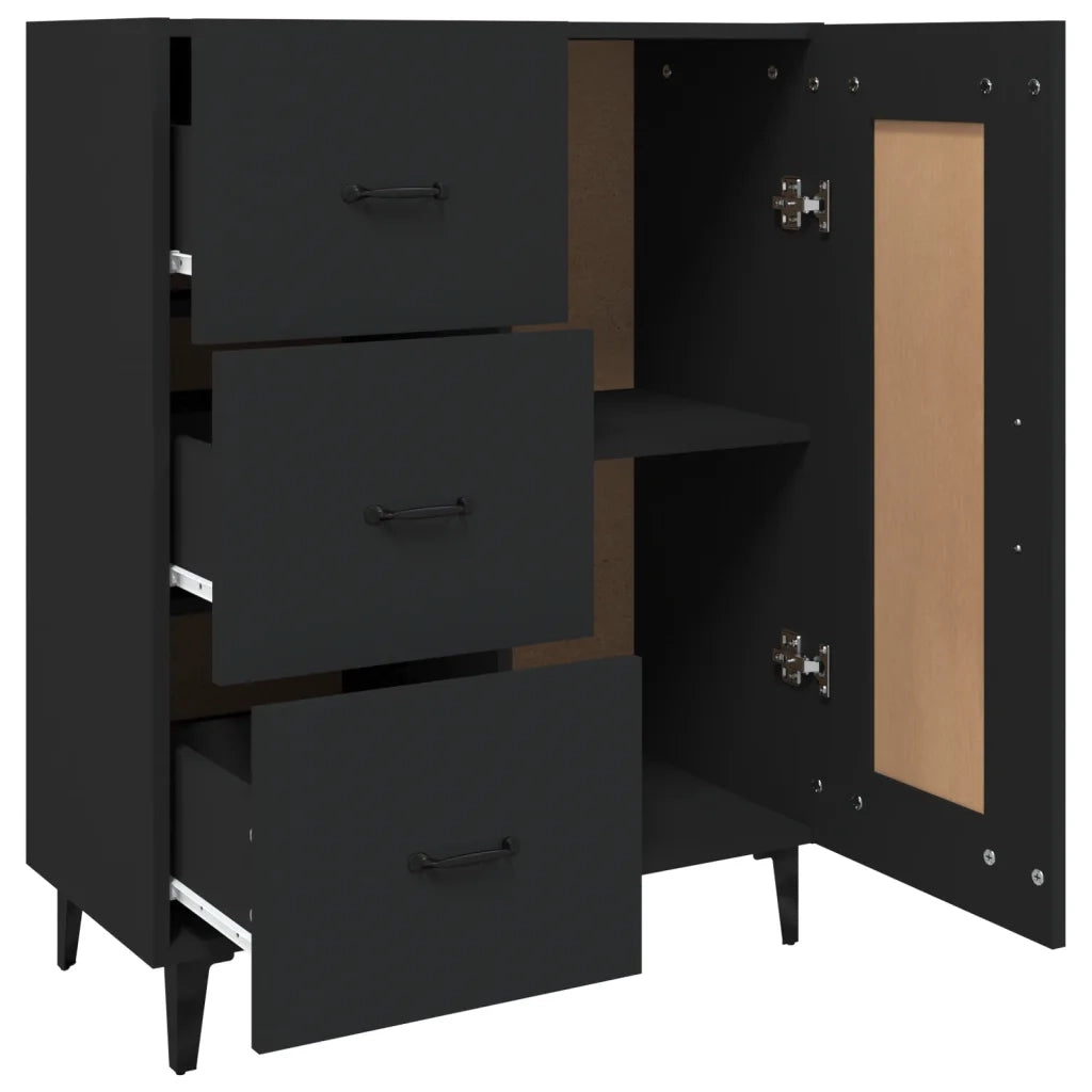 Credenza-Buffet-Armadio da cucina Nera 69,5x34x90 cm in Legno Multistrato 737806
