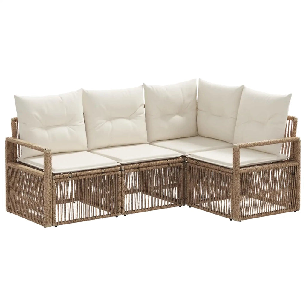 Set Divano da Giardino 4 pz Beige polyrattan 3435705