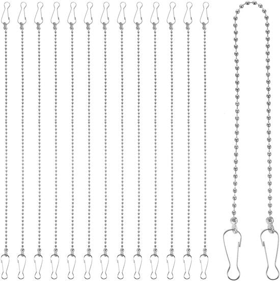 Catena decorativa a sospensione con ganci - 28 cm - Catene di sospensione metalliche per vasi fiorali - Catene per quadri e dipinti - Argentato - Accessori decorativi per interni ed esterni