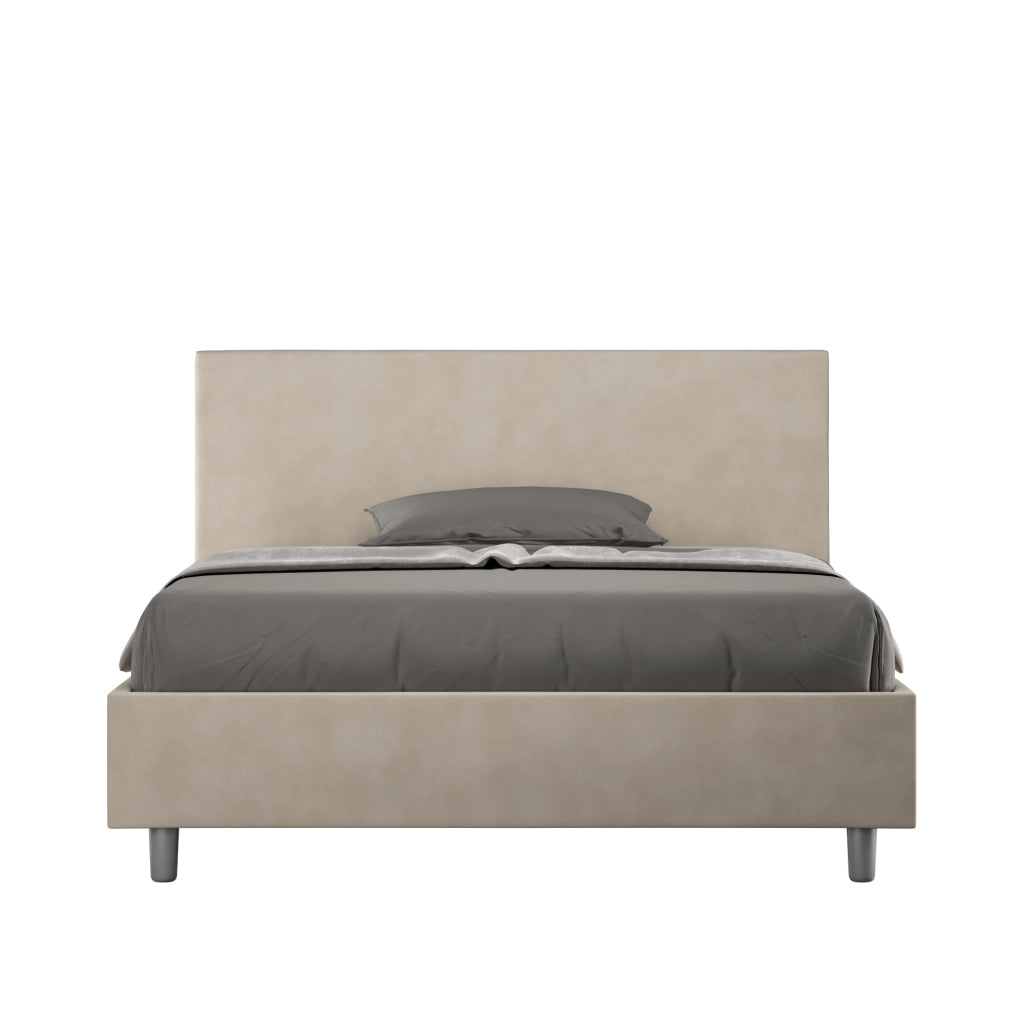 BS COM Letto una piazza e mezza contenitore imbottito 130x210 microfibra sabbia