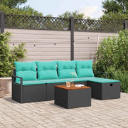 Set Divano da Giardino con cuscino 6 pcs Nero polyrattan 3359536