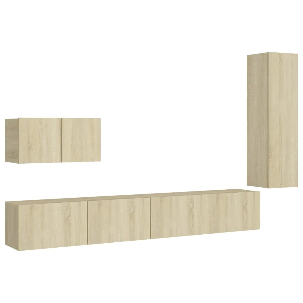 Set di Mobili Porta TV 4 pz Rovere Sonoma in Legno Multistrato 3078991