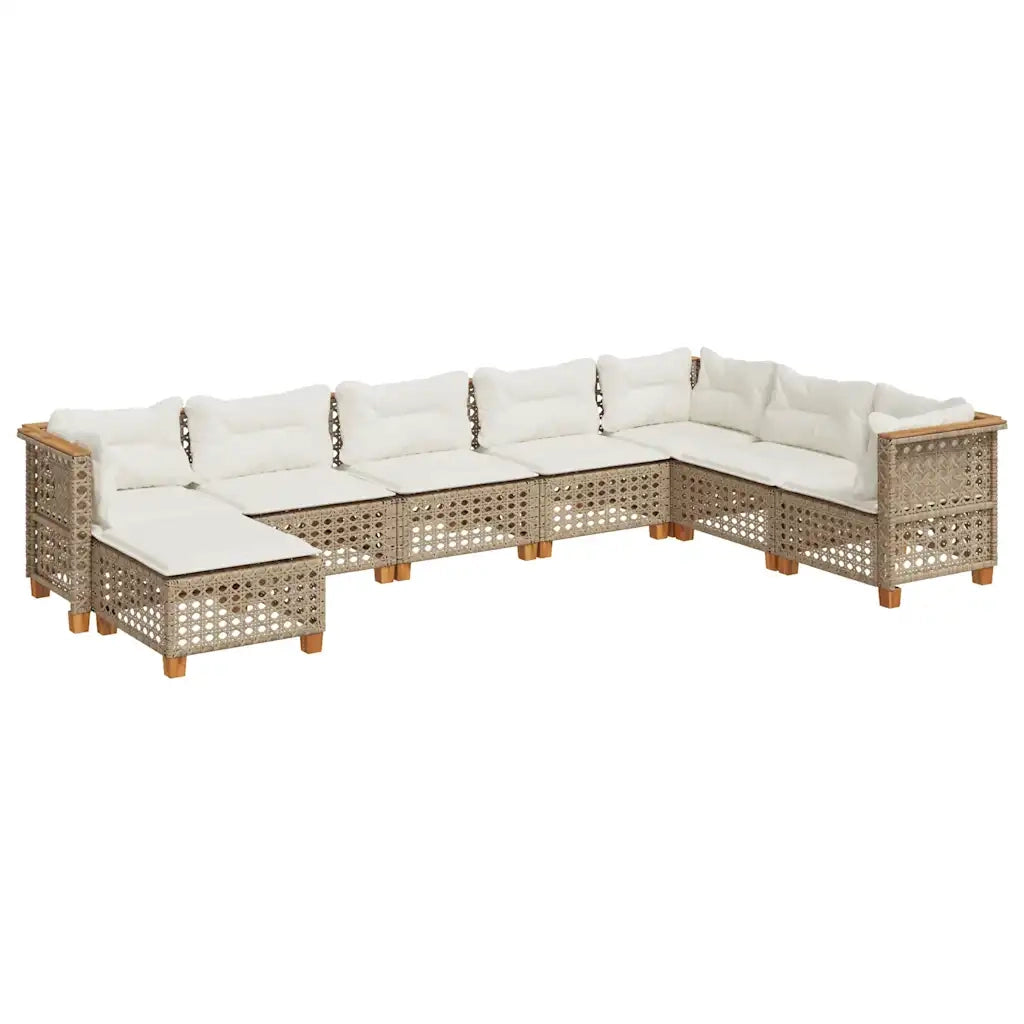 Set Divano da Giardino 8 pz con Cuscini Beige in Polyrattan 3261958