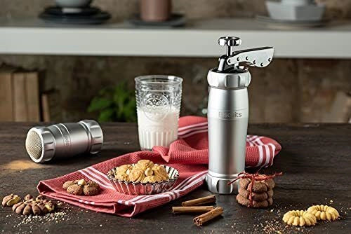 MARCATO BI-DES-ARG Linea Premium Macchina per Biscotti in Alluminio Anodizzato con 20 Forme e 2 Misure colore Argento