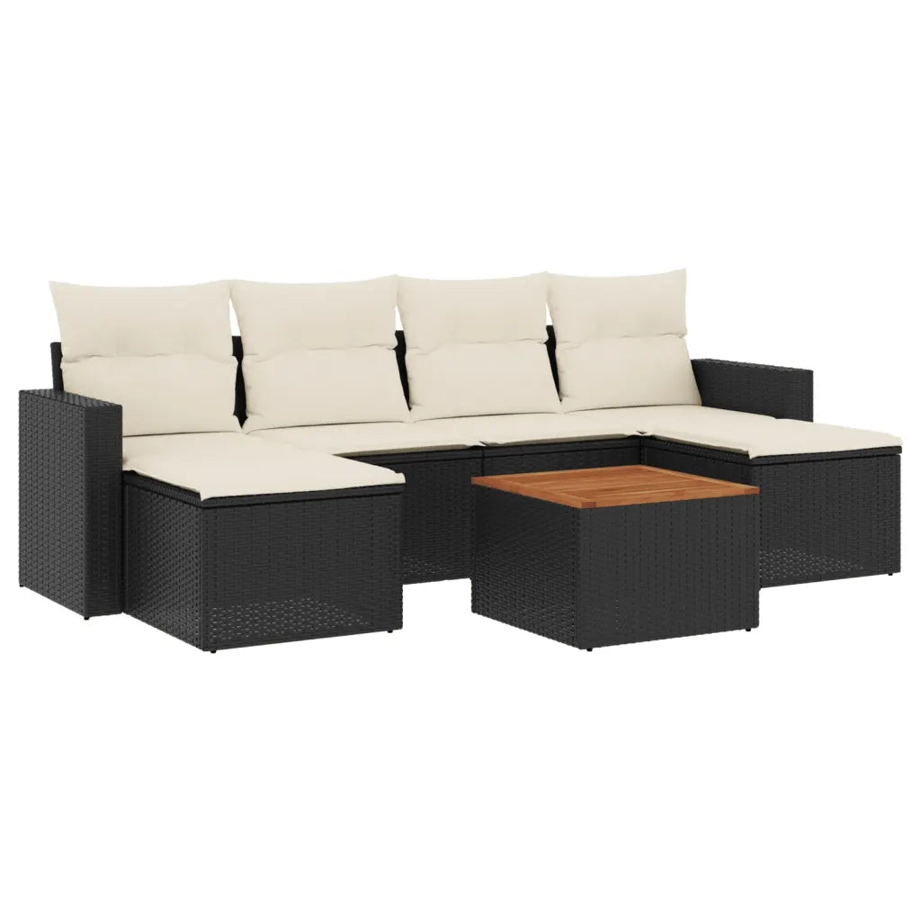 Set Divani da Giardino con Cuscini 7pz Nero Polyrattan 3224243