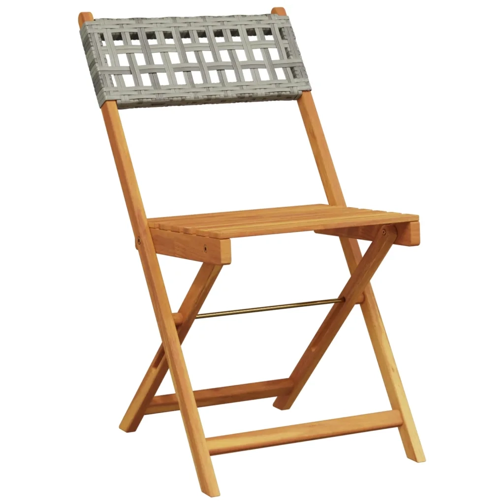 Set da Bistrot 3 pz | Set Salotto da Giardino Grigio in Polyrattan e Legno Massello