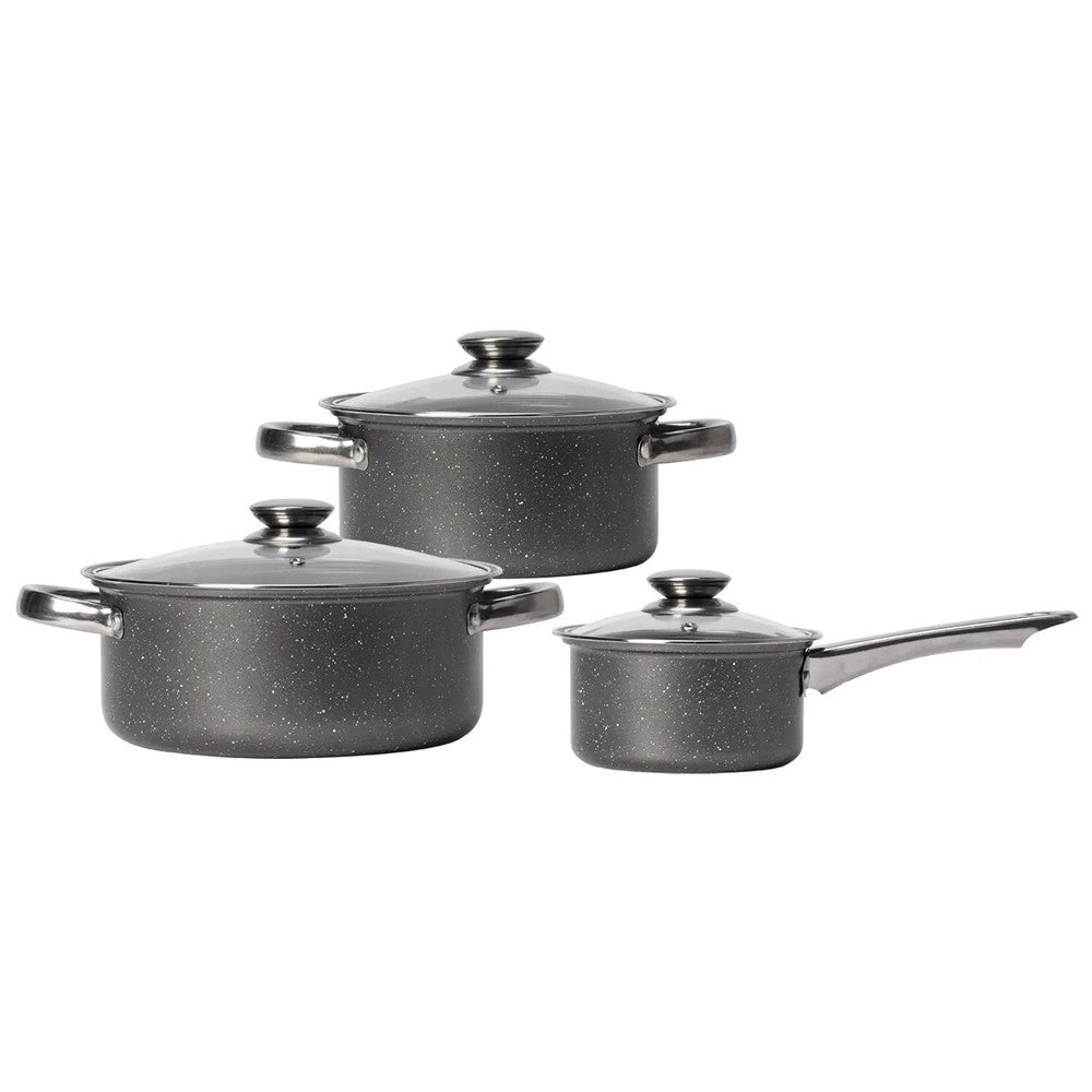Trade Shop - Set Batteria Di Pentole Cucina In Acciaio Al Carbonio Da 6pz Antiaderente Antigraffio -