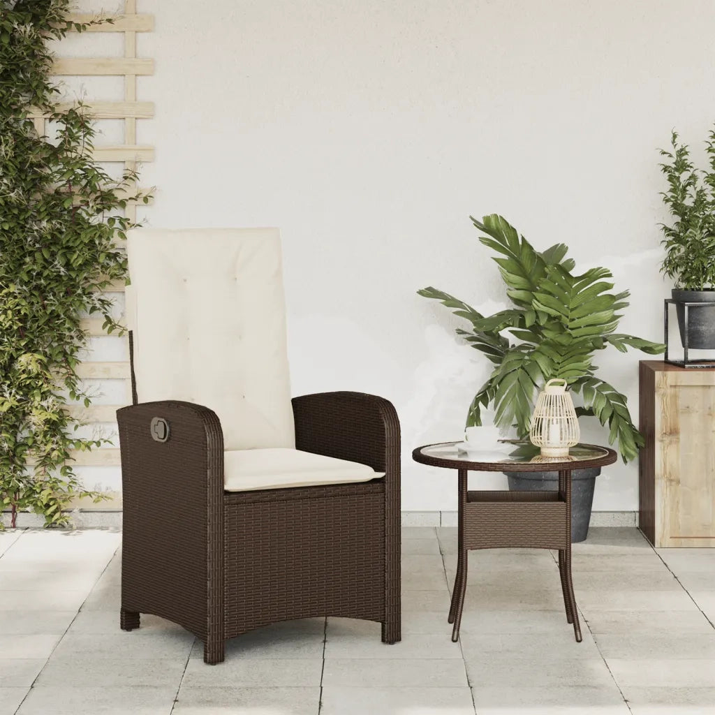 Sedia Reclinabile da Giardino con Cuscini Marrone in Polyrattan 365162
