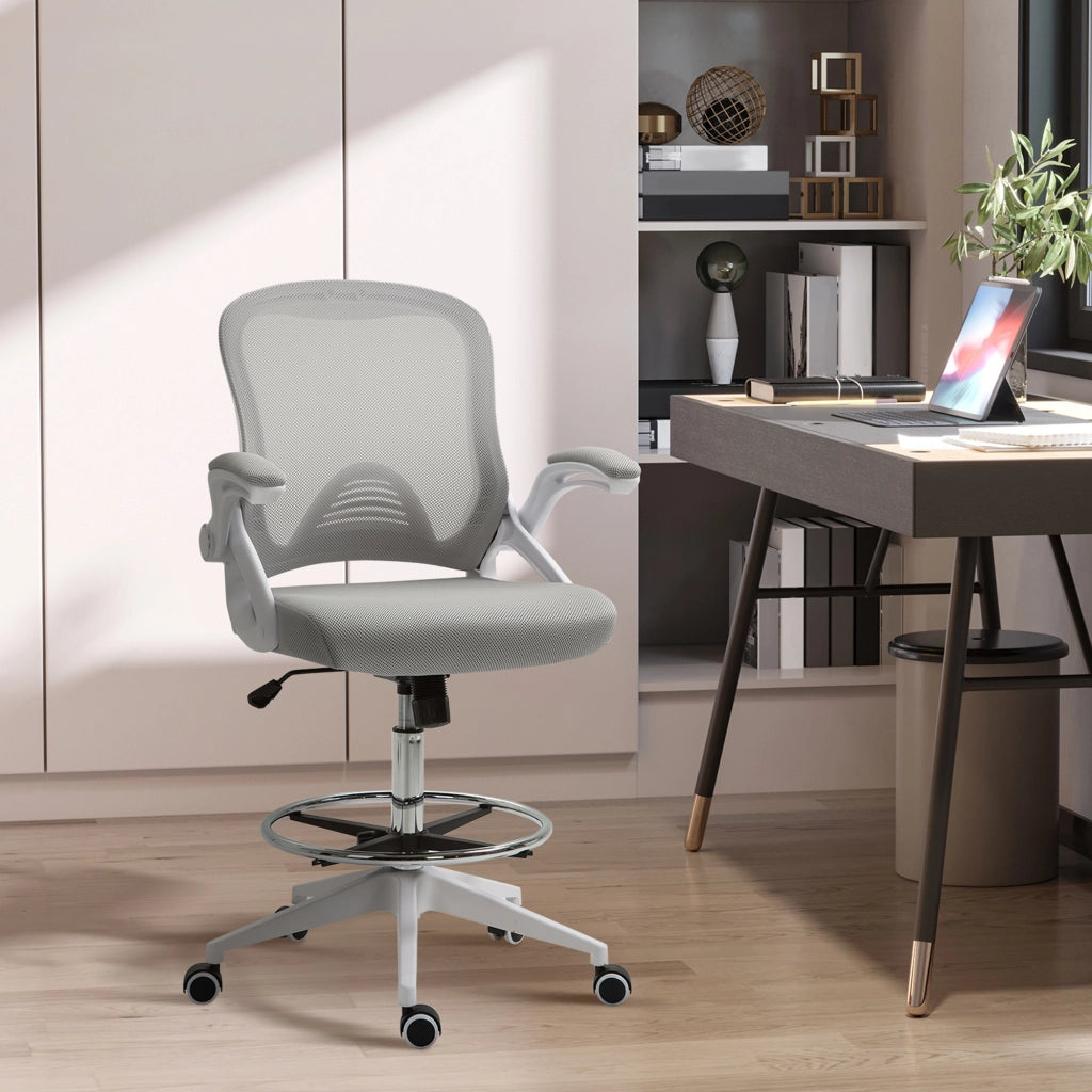Sedia da ufficio con schienale regolabile, poggiapiedi e meccanismo a pistone ¨C Minimal ¨C nero, metallo, 64x60x106-126 cm