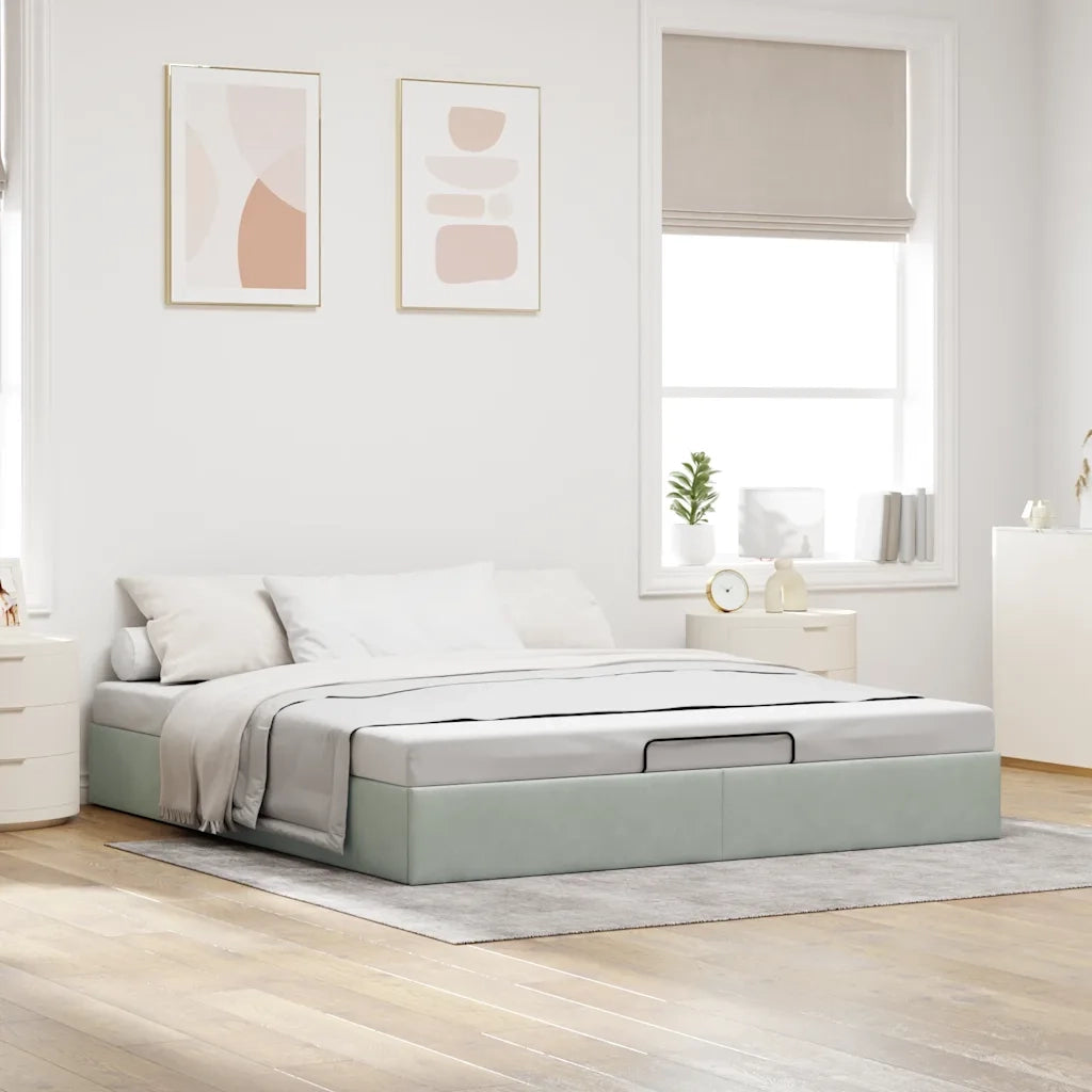 Struttura Letto Pouf senza Materasso-Giroletto con contenitore 160x200 cm in Velluto 959128