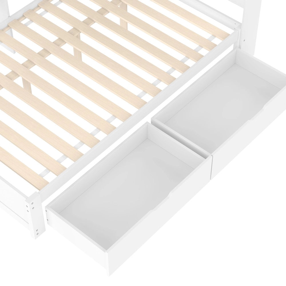 Divano Letto con Cassetti e Presa USB ¨C MINIMAL ¨C Bianco 140x200