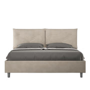 BS COM Letto queen size contenitore imbottito 150x210 microfibra sabbia Large