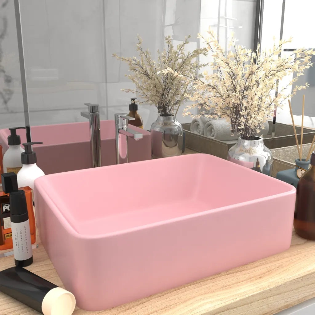 Lavandino Luxury Rosa Opaco 41x30x12 cm in Ceramica CFW4181555