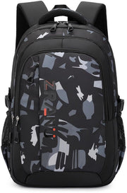 Borsa da Spalla per Ragazzi, Rucksack per Studenti, Daypack per Uomini, Impermeabile per Laptop 15,6 Pollici, Borsa per Scuola per Ragazzi 5.- 9. Classe, Borsa da Spalla Modella, Nero