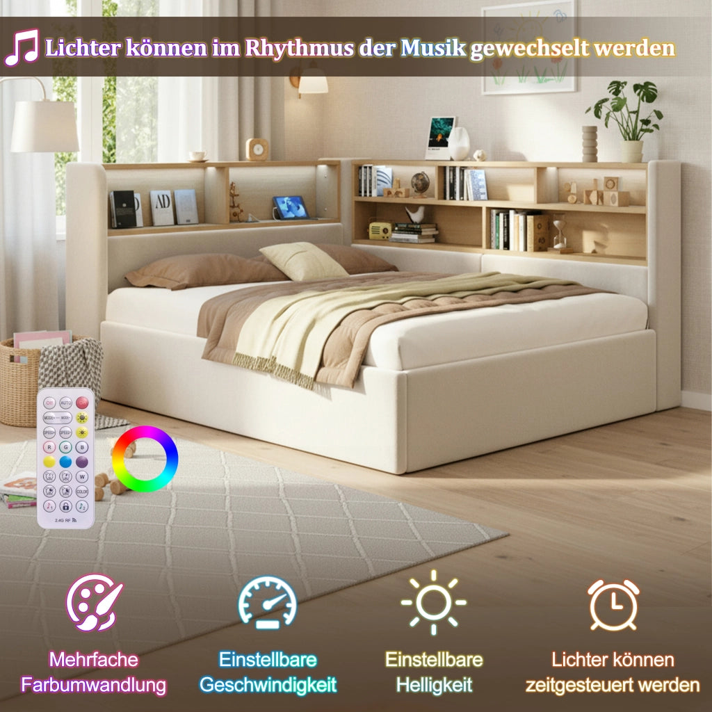 letto imbottito velluto beige 140 x 200 cm