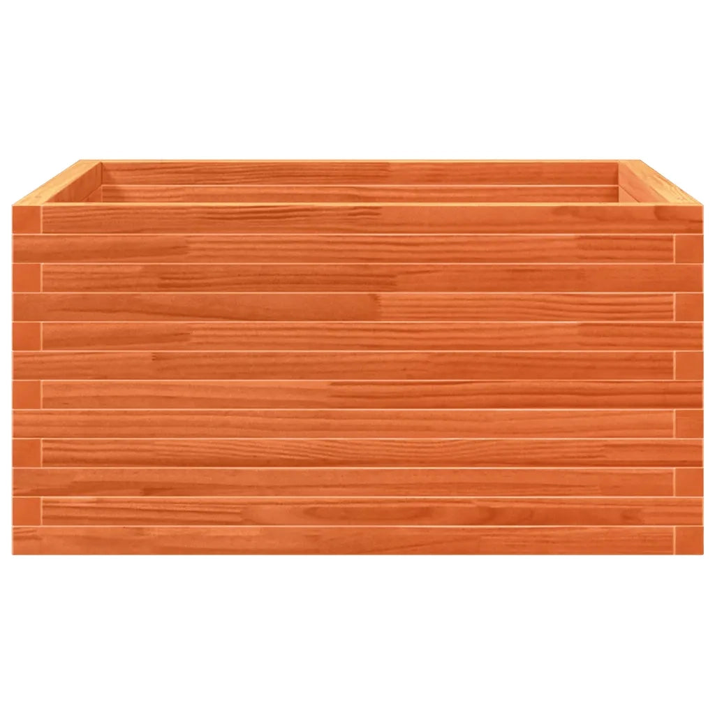 Fioriera | Cassetta per fiori | Vaso Giardino Marrone Cera 90x90x46 cm Legno Massello Pino