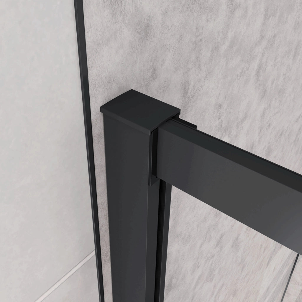 80x80x185 cm Box Doccia Semicircolare Ante Scorrevoli Vetro Temperato 5mm Trasparente Profilo Nero Opaco