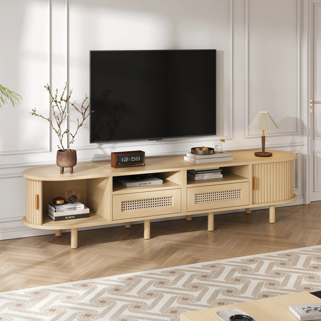 Cassettiera per TV Light Oak in MDF e legno; lunghezza 170 cm