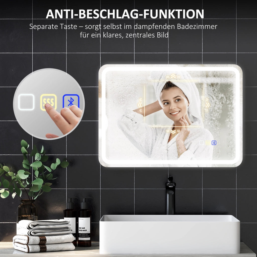 Specchio Bagno con LED ¨C zephmum ¨C Argento 60x30x