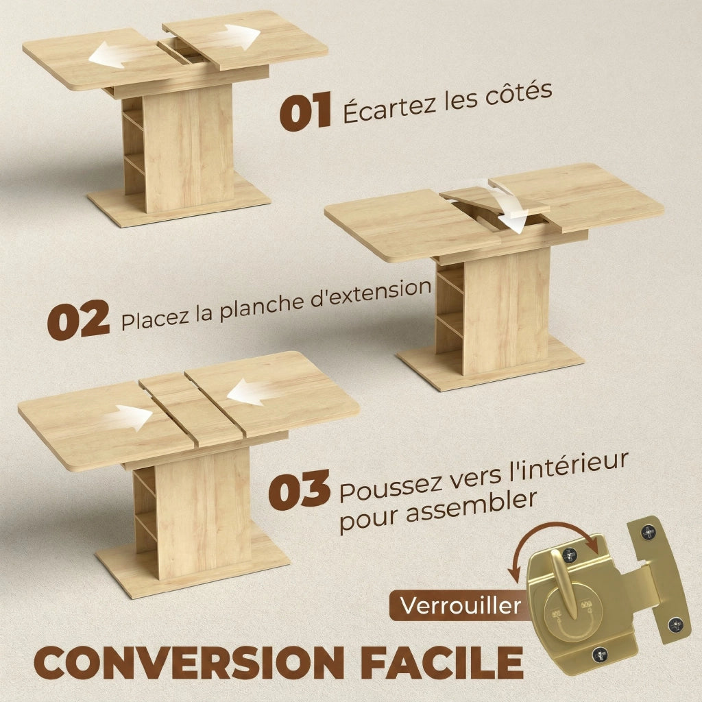 Tavolo da pranzo allungabile ¨C Xylo ¨C 110-130cm legno naturale con 6 mensole