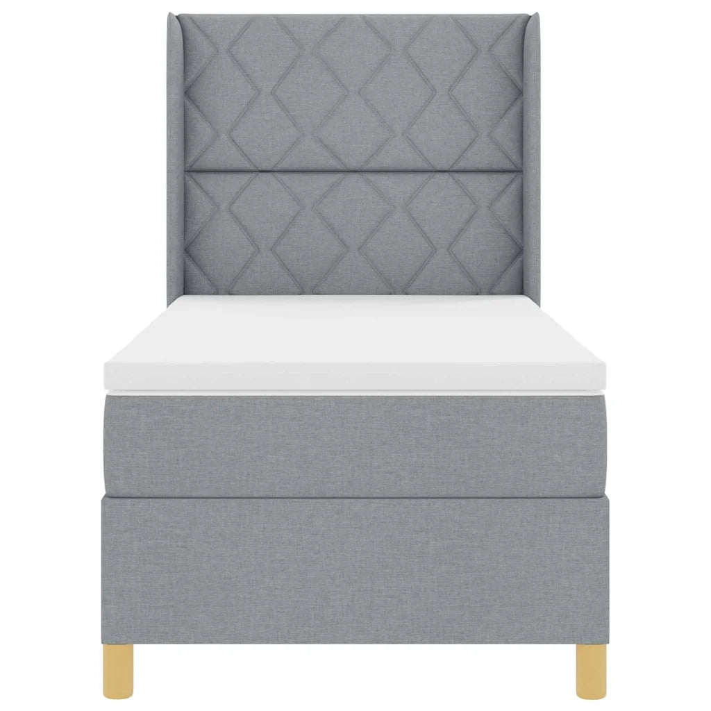 Letto a molle con testiera Grigio chiaro 100 x 200 cm Tessuto 3343742