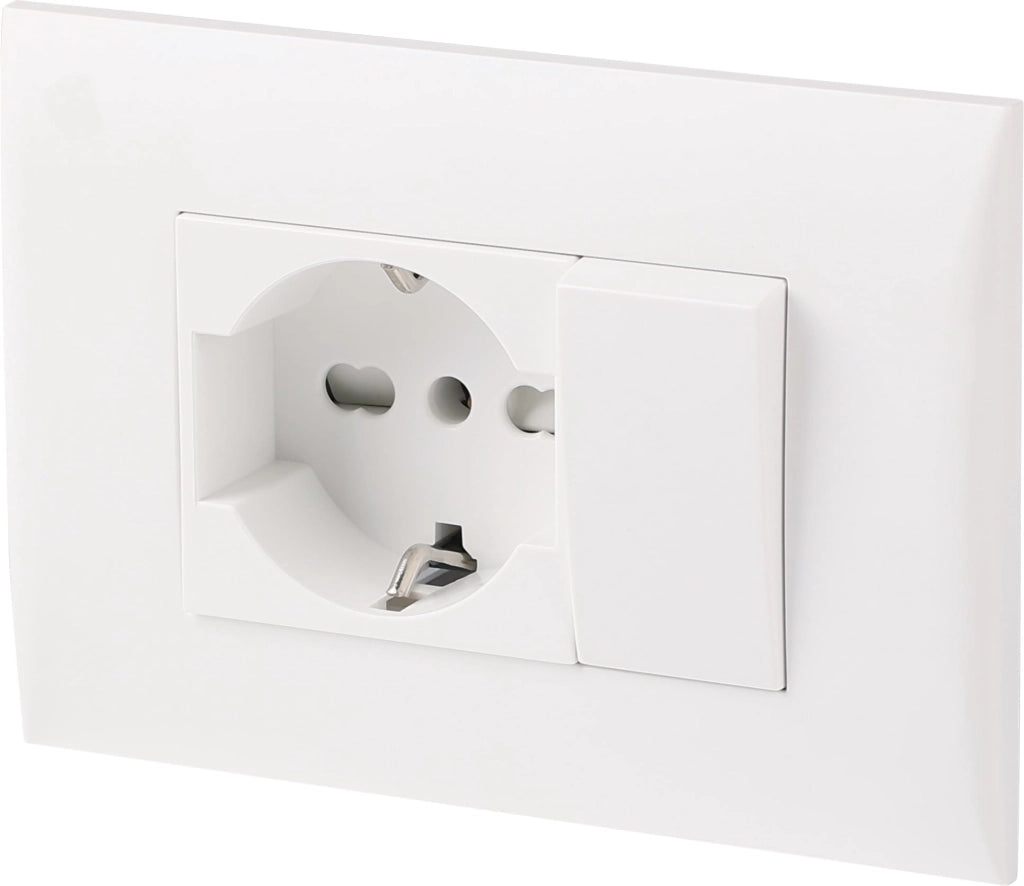 Kit Presa Bivalente Italiana Tedesca con Supporto e Placca Electraline