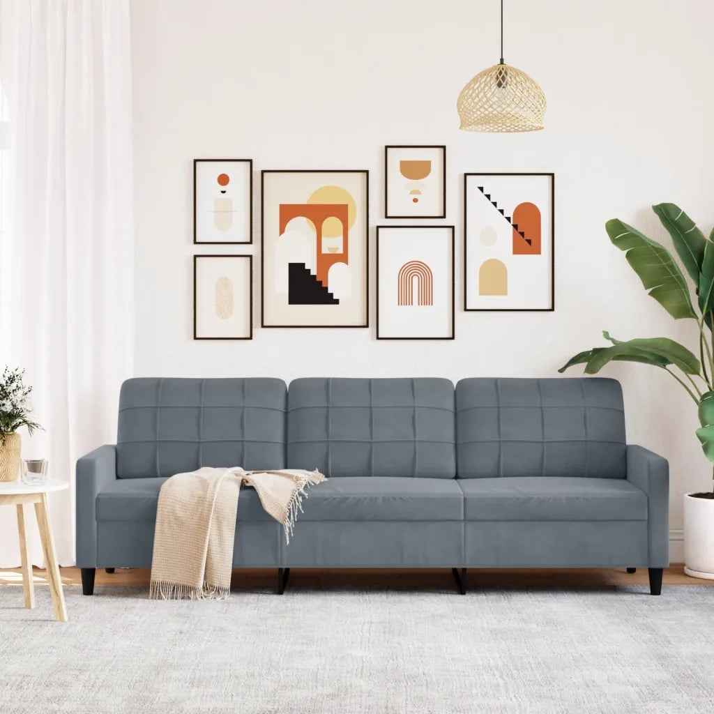 Divano a 3 Posti-Sofa 3 Posti Grigio Scuro 210 cm in Velluto