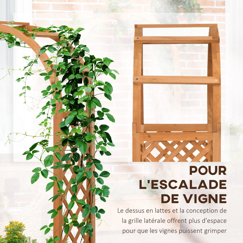 Fioriera con graticcio e arco ¨C Xylo ¨C legno pino pre-oliato 83x36x152 cm