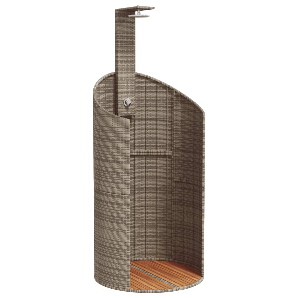 Doccia da esterno 100 x 100 x 241,5 cm polyrattan legno di acacia grigio 02_0042015