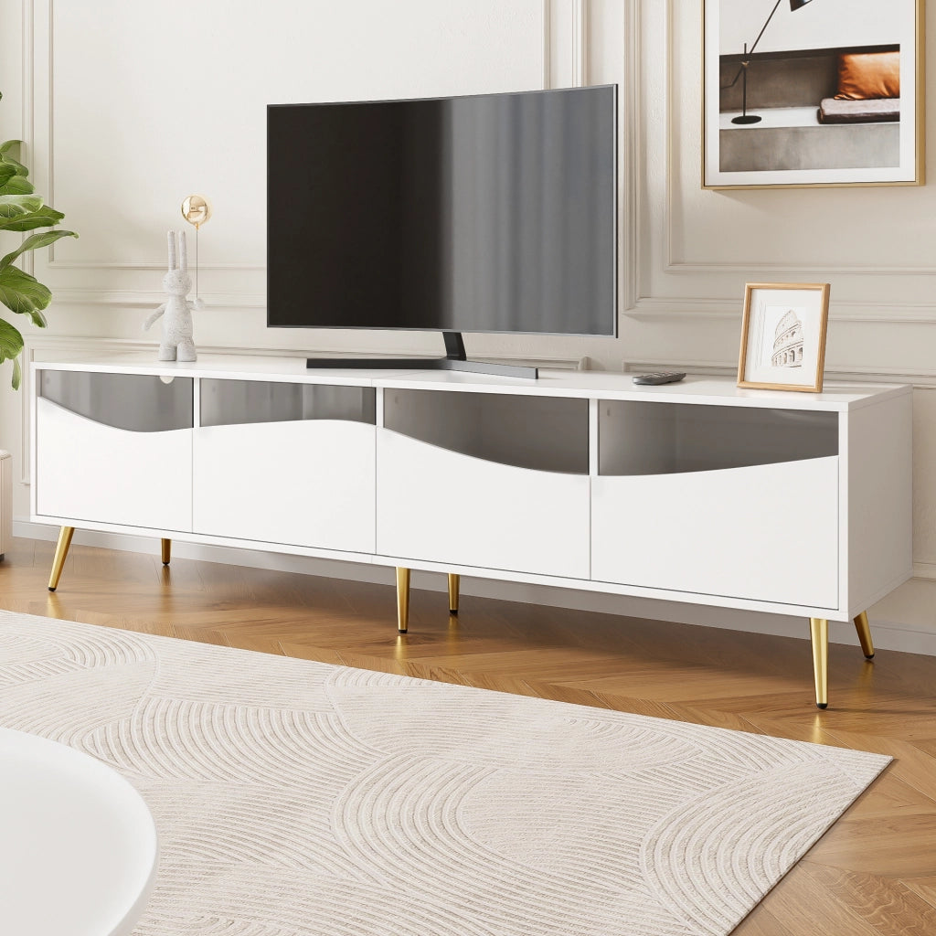 Cassettiera per TV bianca in MDF lunghezza 180 cm