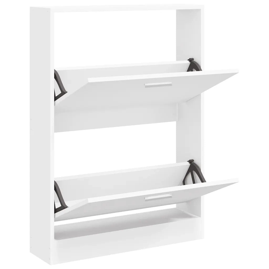 Scarpiera-Scaffale per scarpe Bianca 59x17x81 cm in Legno Massello di Argilla