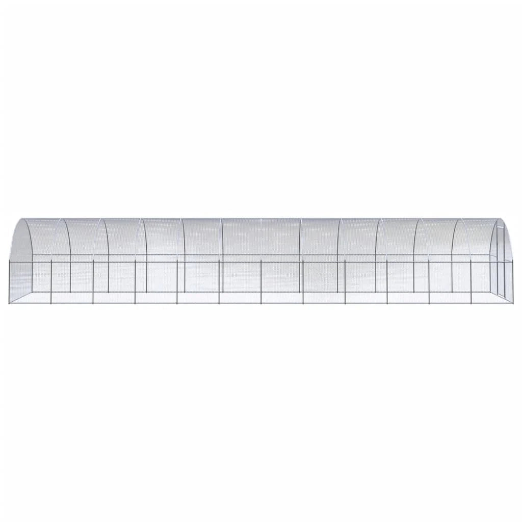 Pollaio/recinto/gabbia per polli da esterno 3 x 12 x 2 m acciaio zincato argento 02_0044000