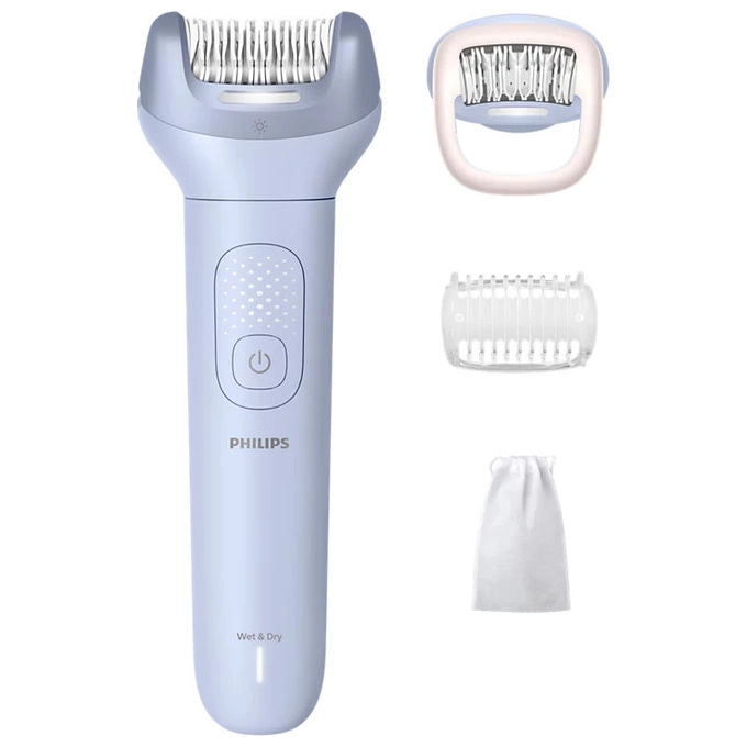 Philips epilatore serie 8000 BRE708-00, senza fili, wet and dry, 32 pinzette, testina ProGuide, autonomia 60 min, blu