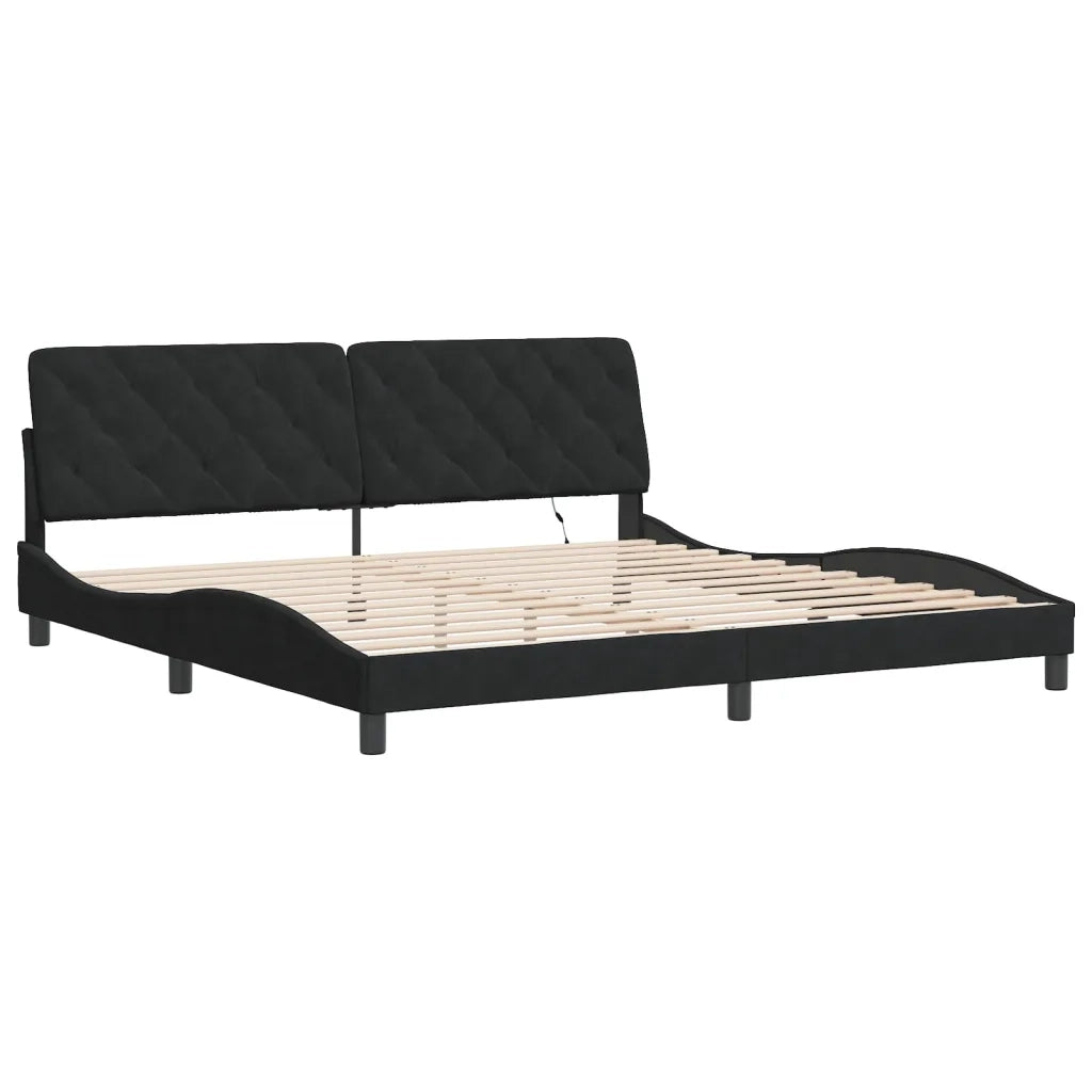 Giroletto con LED senza Materasso Nero 200x200 cm in Velluto 3213875