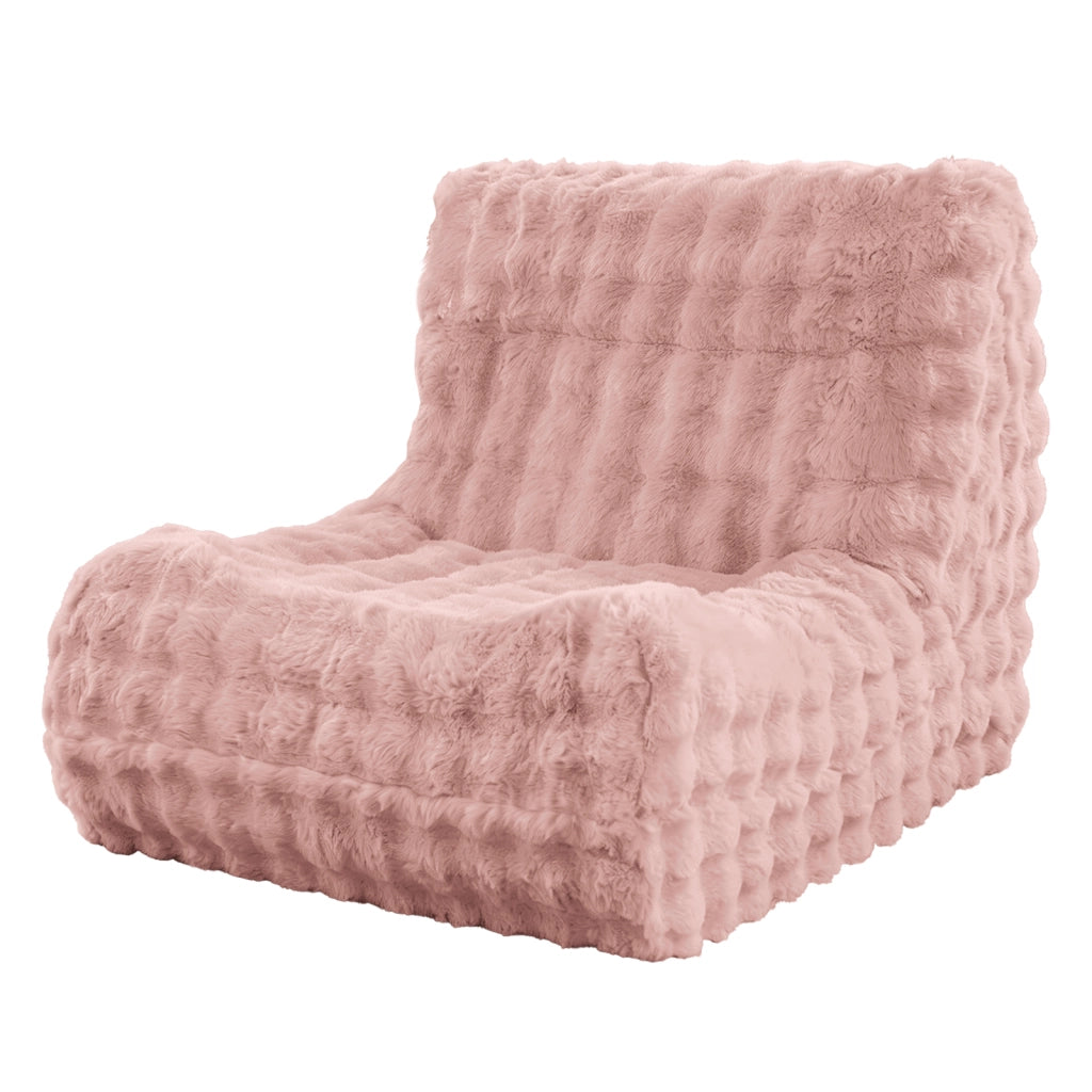 Poltrona pouf con schienale ergonomico e imbottitura ad alta resilienza per soggiorno in flanella rosa