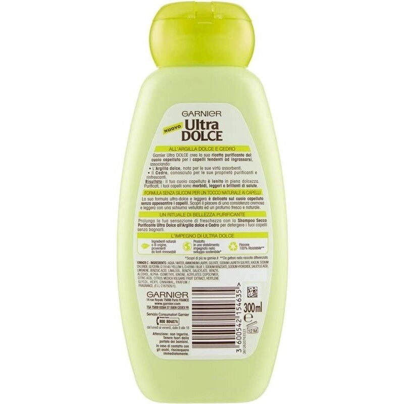 6 GARNIER SHAMPOO PURIFICANTE DA 300 ML ARGILLA DOLCE E CEDRO CAPELLI GRASSI