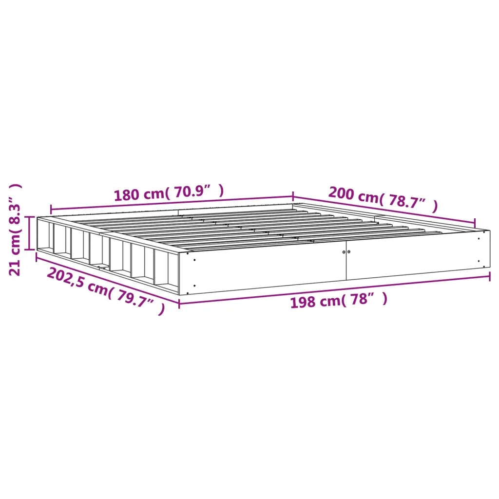 Giroletto senza Materasso-Struttura Letto Marrone Cera 180x200 cm Legno di Pino 145764