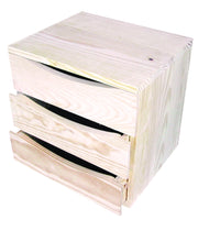 Cassettiera da Tavolo 3 cassetti 36x30x36 cm in Legno di Pino Massiccio Grezzo