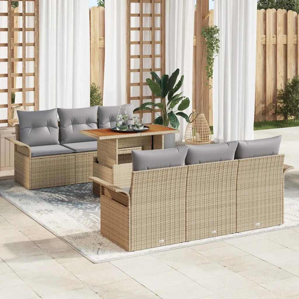Set Divano da Giardino con cuscino 7 pcs beige e grigio chiaro 3349279