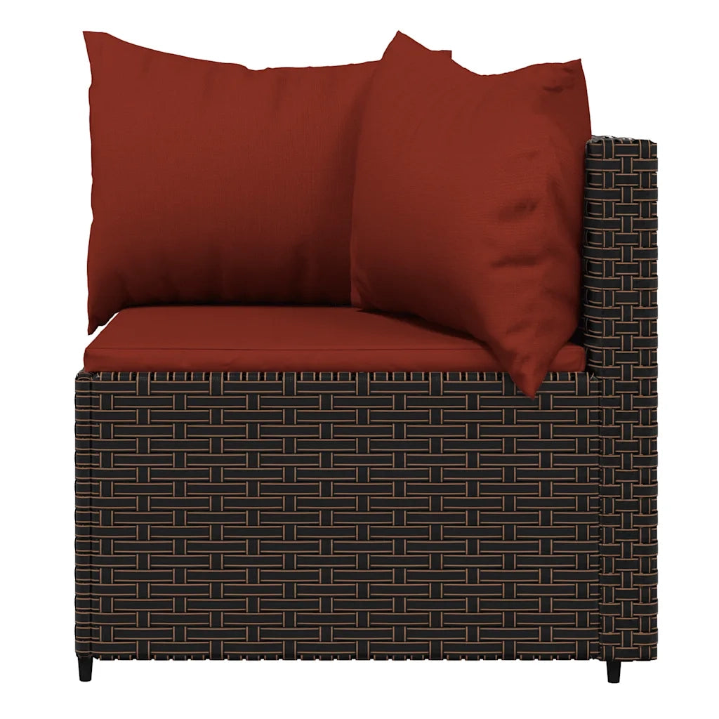 Set Mobili da Giardino 3 pz con Cuscini in Polyrattan Marrone 319823