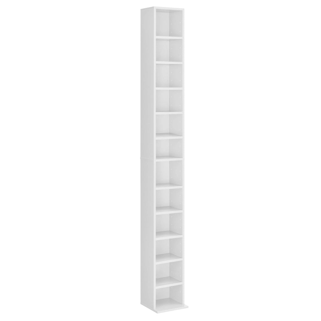 Scaffale a Colonna Tynset con 12 Scomparti per CD DVD 175x20x20 cm Bianco [en.casa]