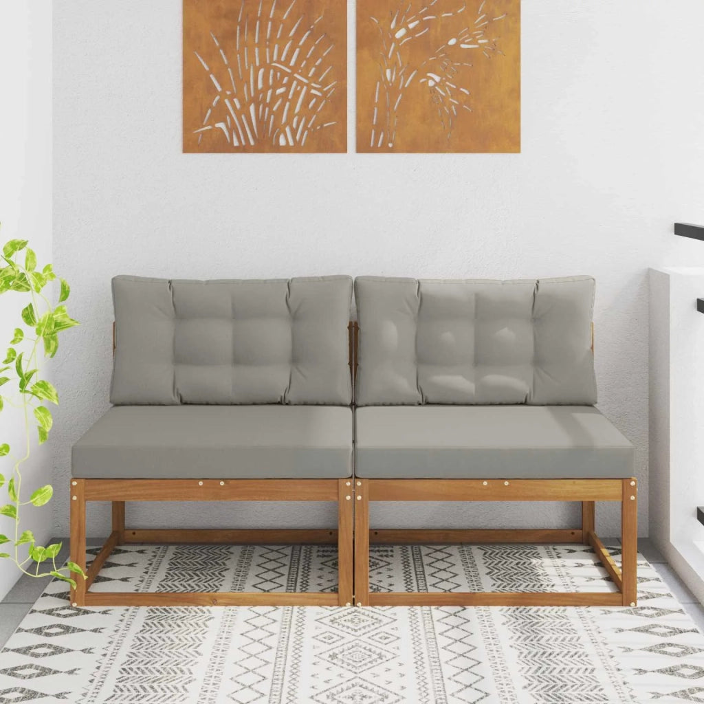 Divano centrale per esterno-Divano componibile con cuscino 2 Pezzo Naturale 440720