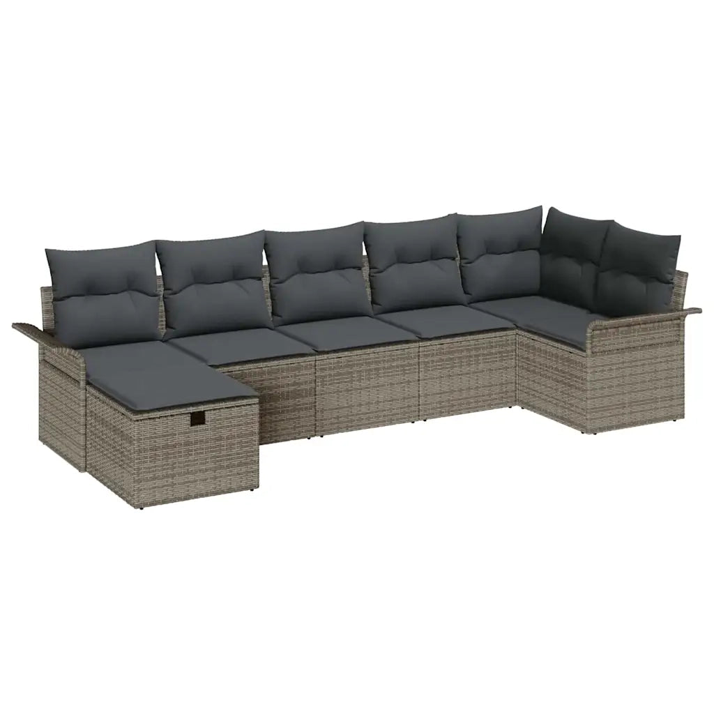 Set Divano da Giardino con cuscino 7 pcs Grigio polyrattan