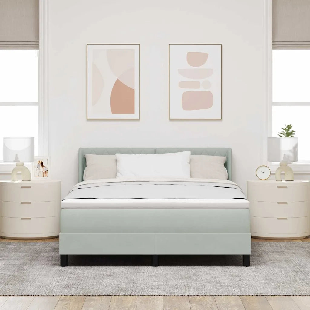 Letto a molle Grigio chiaro 200 x 140 cm Poliestere