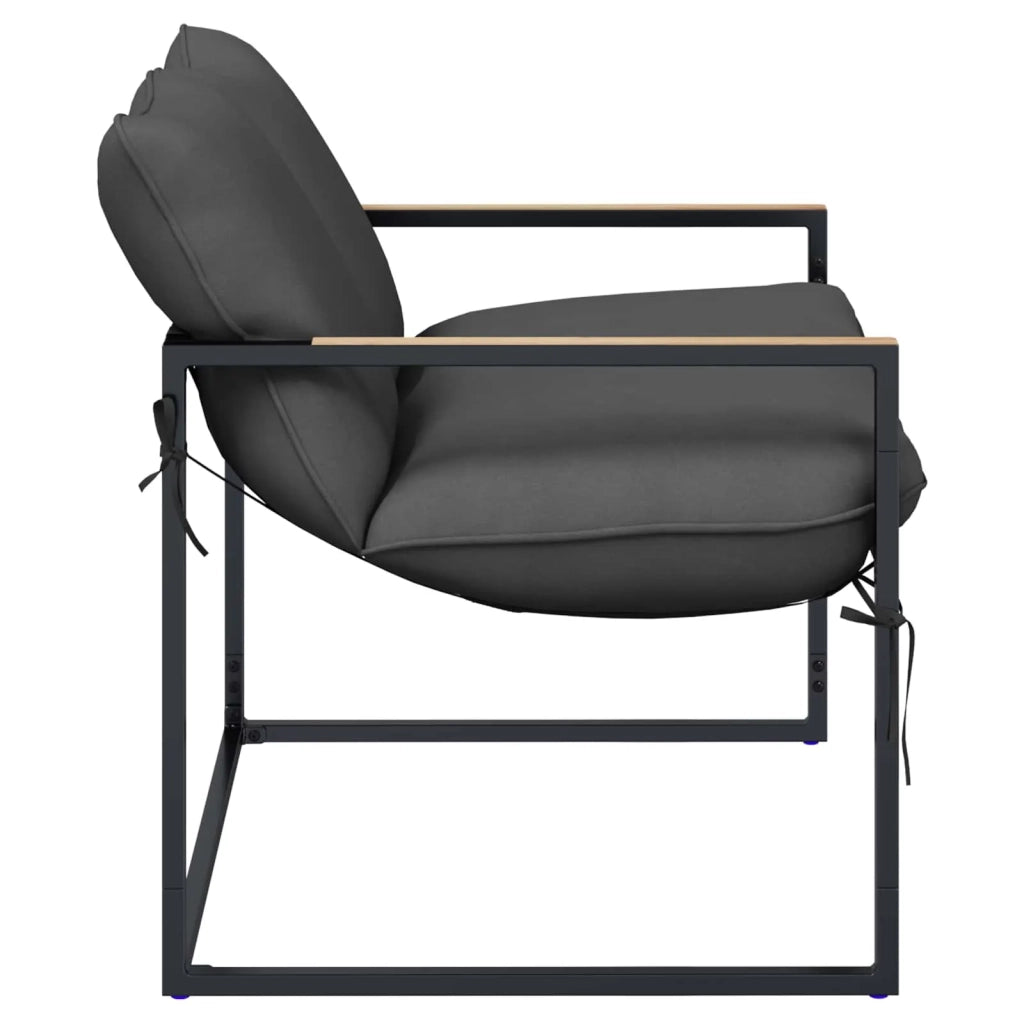 Set Divano da Giardino Nero e antracite Acciaio 42034816