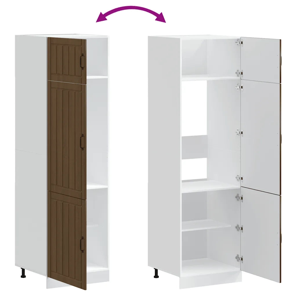 Armadio da Cucina-Credenza da Cucina Lucca Rovere Marrone in Legno Multistrato