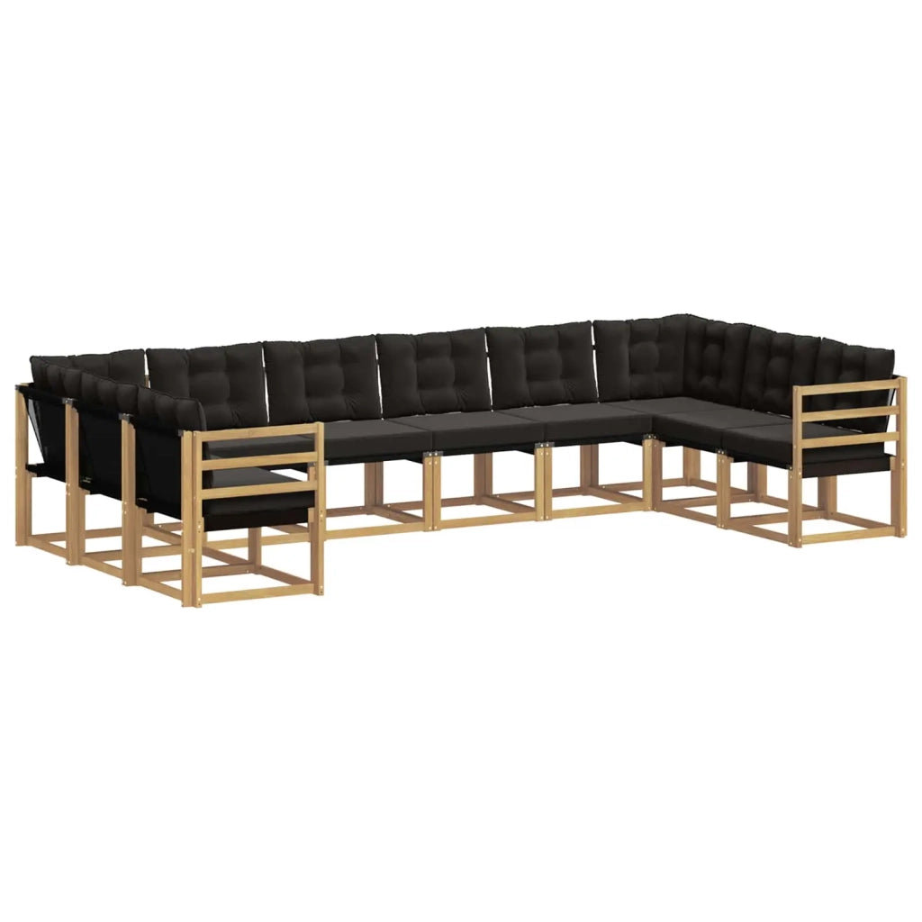Set di divani da esterno 10 pz Bianco e Nero 3389898