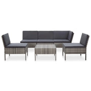 Set Divani da Giardino 6 pz con Cuscini in Polyrattan Grigio 48938